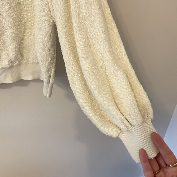 Free People Found My Friend Textured Sweater Drop Shoulder Oversized Sz M - Picture 8 of 8